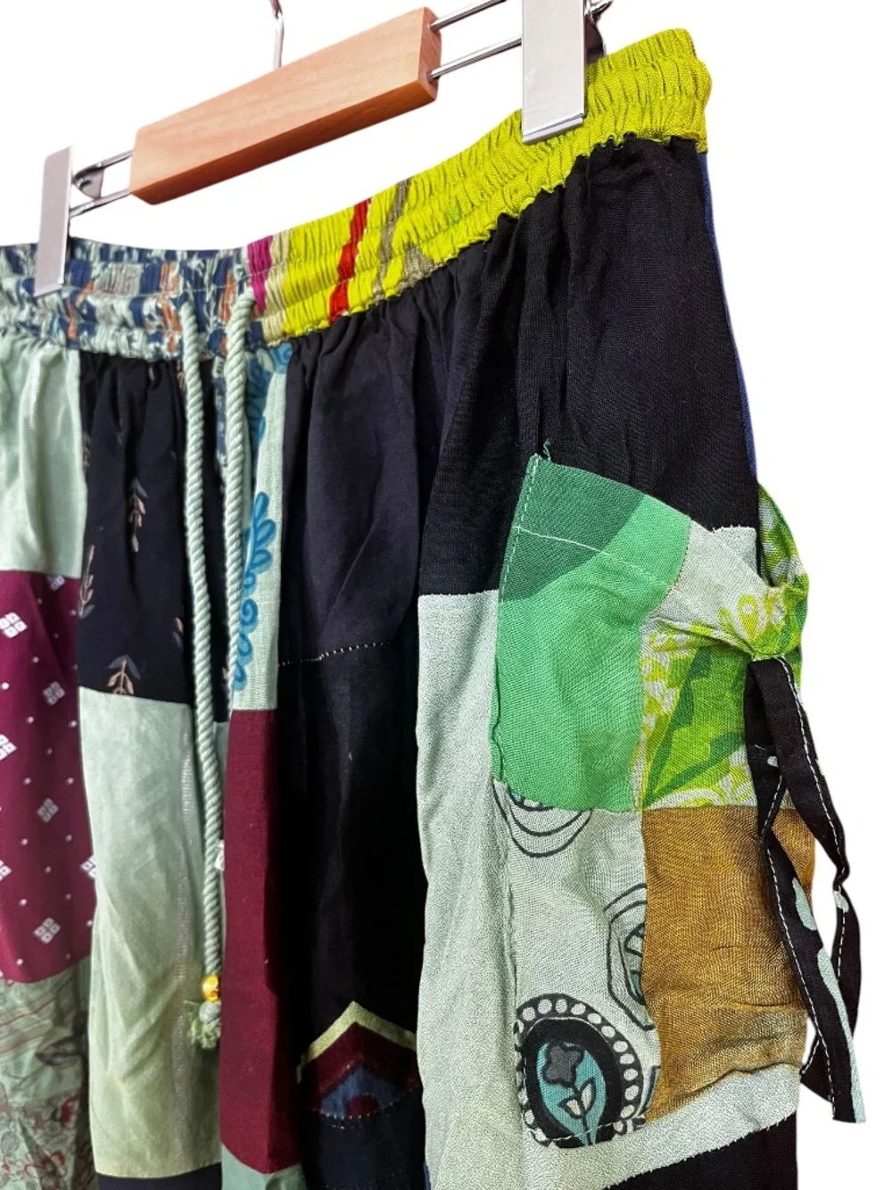 NWT Advance Apparels Multicolor Patterned Patchwork Wide Leg Harem Pants Size OS